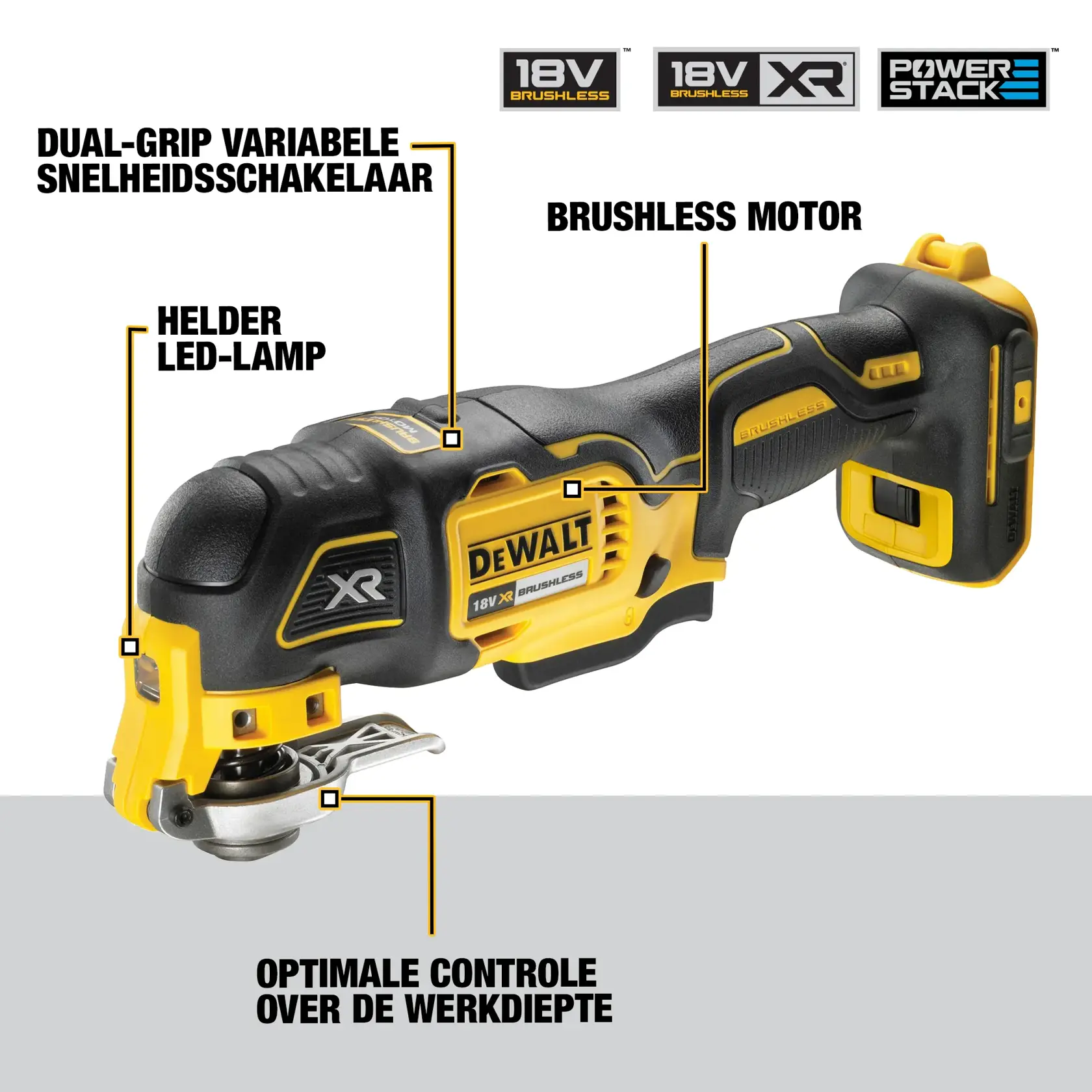 18V XR borstelloos oscillerend gereedschap - 1 X POWERSTACK™ Compact