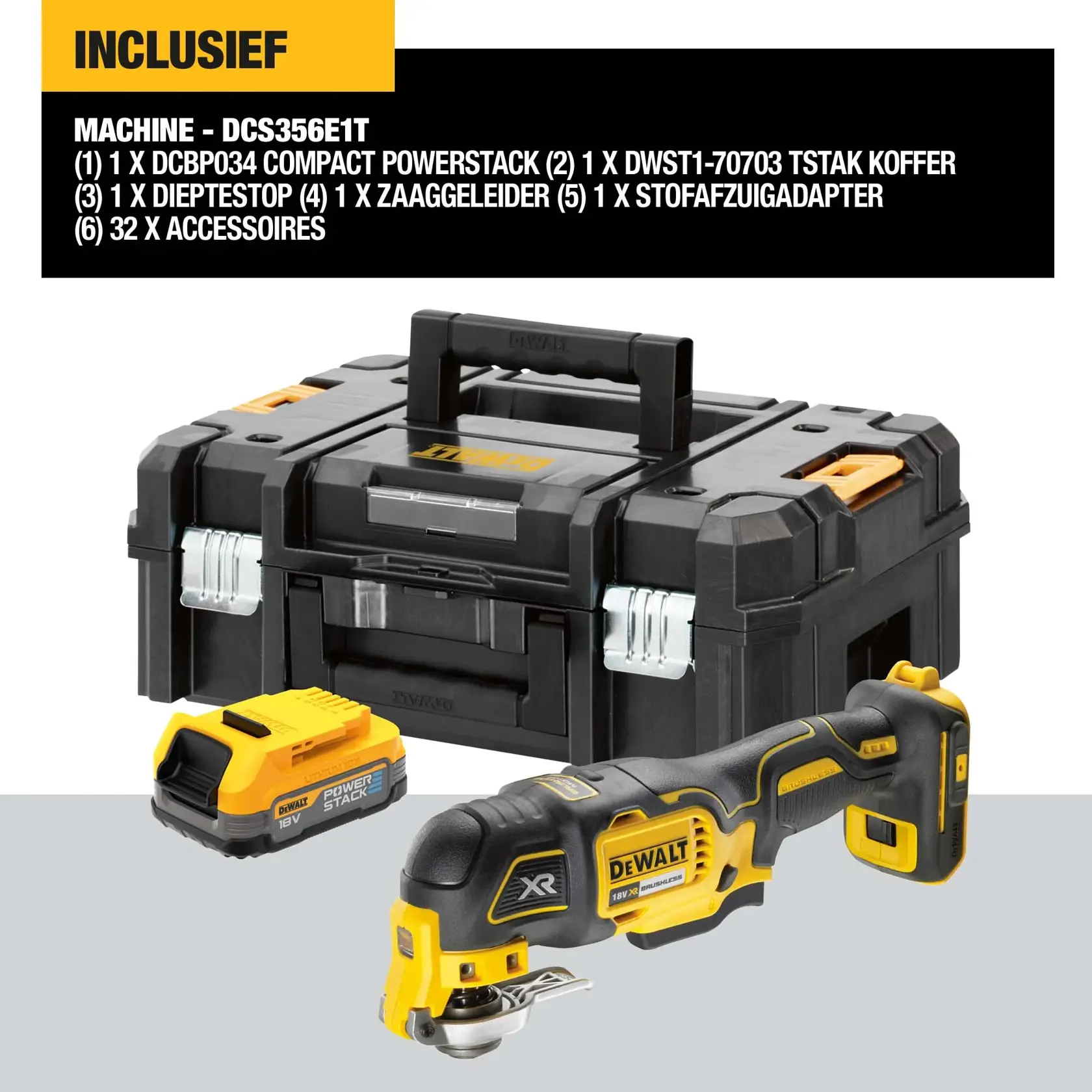 18V XR borstelloos oscillerend gereedschap - 1 X POWERSTACK™ Compact