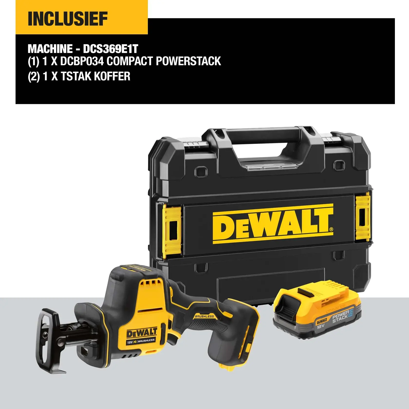 18V XR Brushless Sub Compact Reciprozaag - 1 X POWERSTACK™ Compact