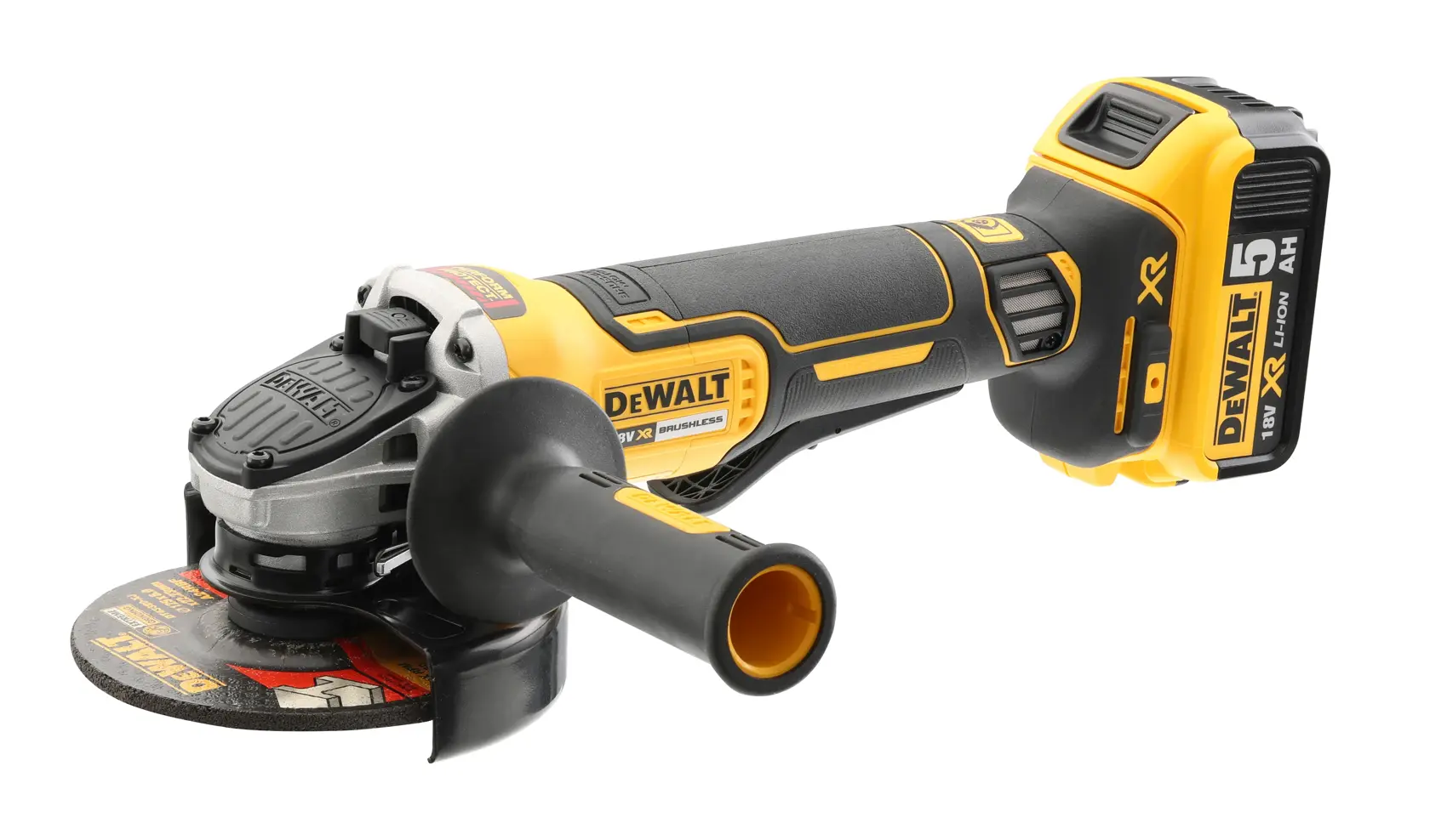 18V 125mm Brushless Haakse slijper met dodemansschakelaar (zonder accu's en lader in karton)