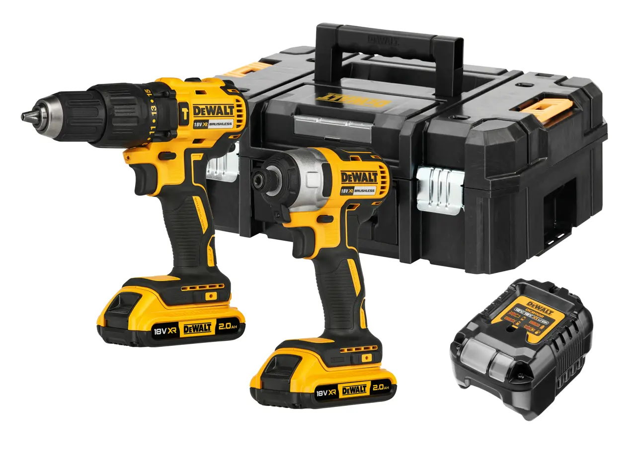 18V XR Brushless Voordeelset: Basis schroef-/klopboormachine DCD778 + basis slagschroevendraaier DCF787 2x 2.0Ah in TSTAK