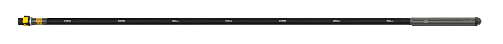 Long, black pole with metal and yellow fittings, photographed against a white background.