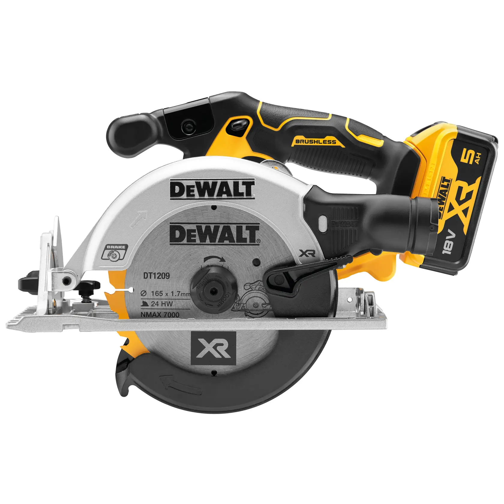 18V XR Brushless 165mm Cirkelzaag 2x 5.0Ah in TSTAK® koffer