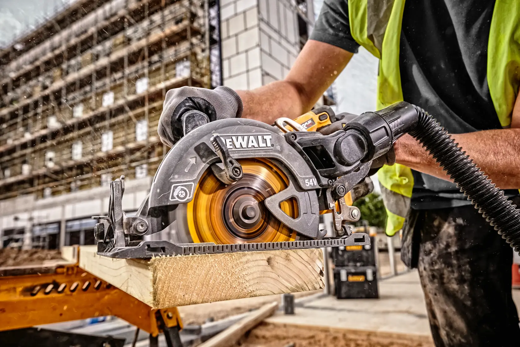 54V XR Flexvolt 190mm Cirkelzaag met hoog koppel (zaagblad met ruitvormig asgat) - 2x 6.0Ah accu en snellader