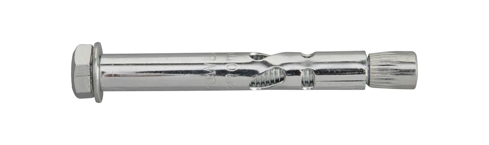 Metal expansion anchor bolt for secure fixing in concrete or masonry surfaces, shown on white background.