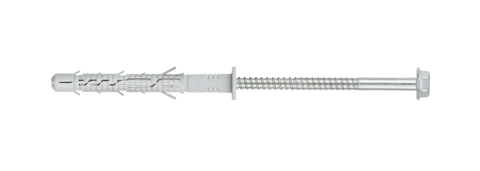 Single DEWALT metal screw with plastic anchor for wall mounting, shown on white background.