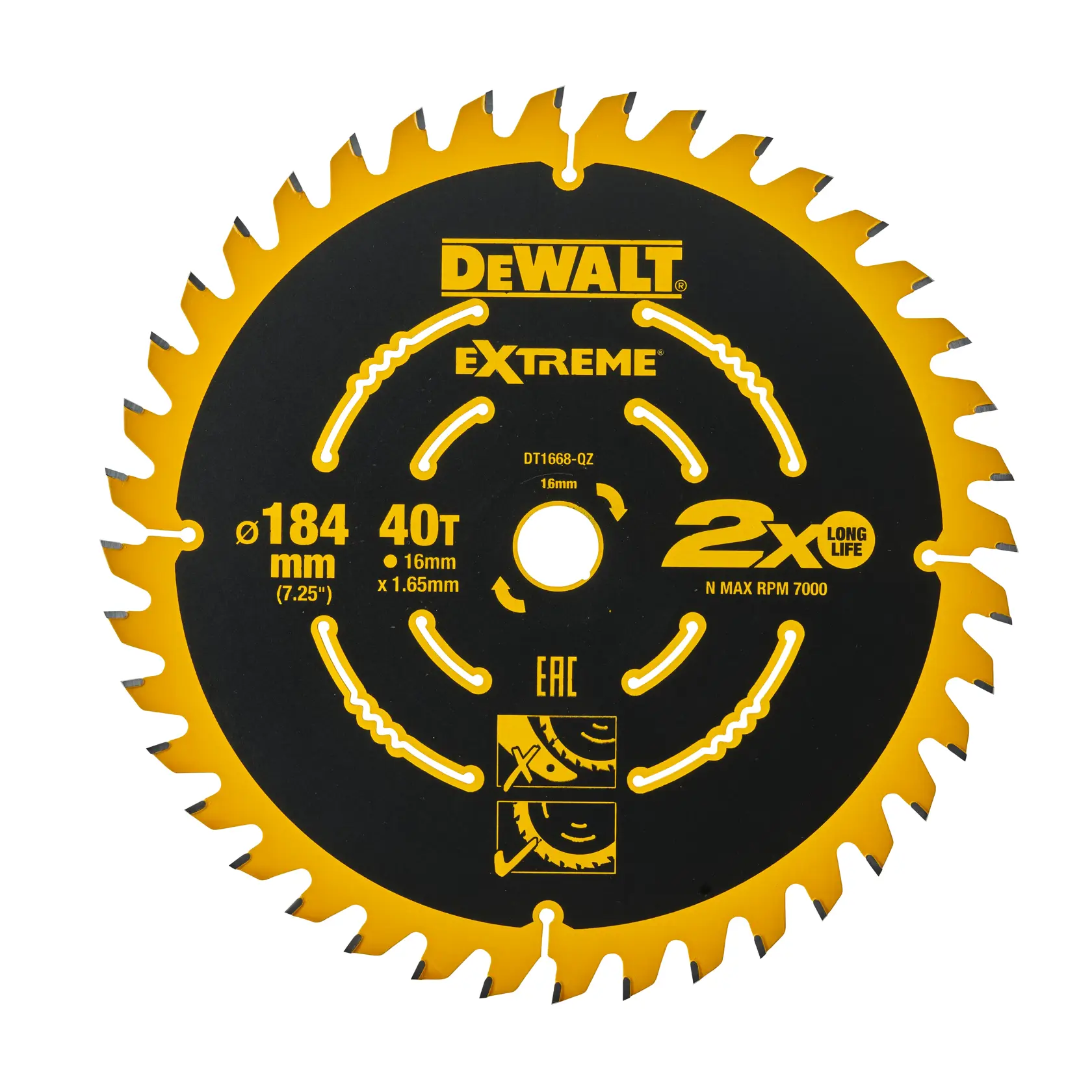 Graphic showing DEWALT XTREME Sub-Compact Series branding with the slogan 'Compact and Performance Packed' on a yellow background.