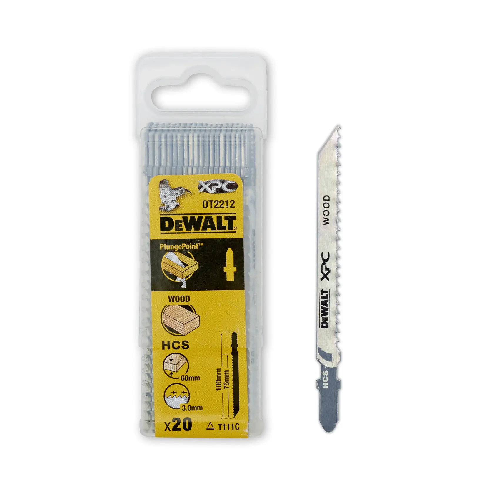 Graphic showing DEWALT XTREME Sub-Compact Series branding with the slogan 'Compact and Performance Packed' on a yellow background.