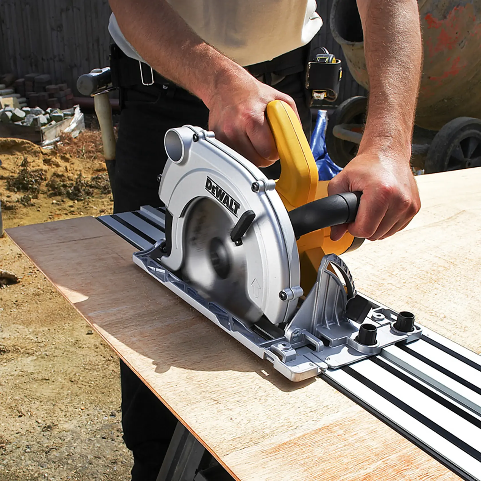Graphic showing DEWALT XTREME Sub-Compact Series branding with the slogan 'Compact and Performance Packed' on a yellow background.
