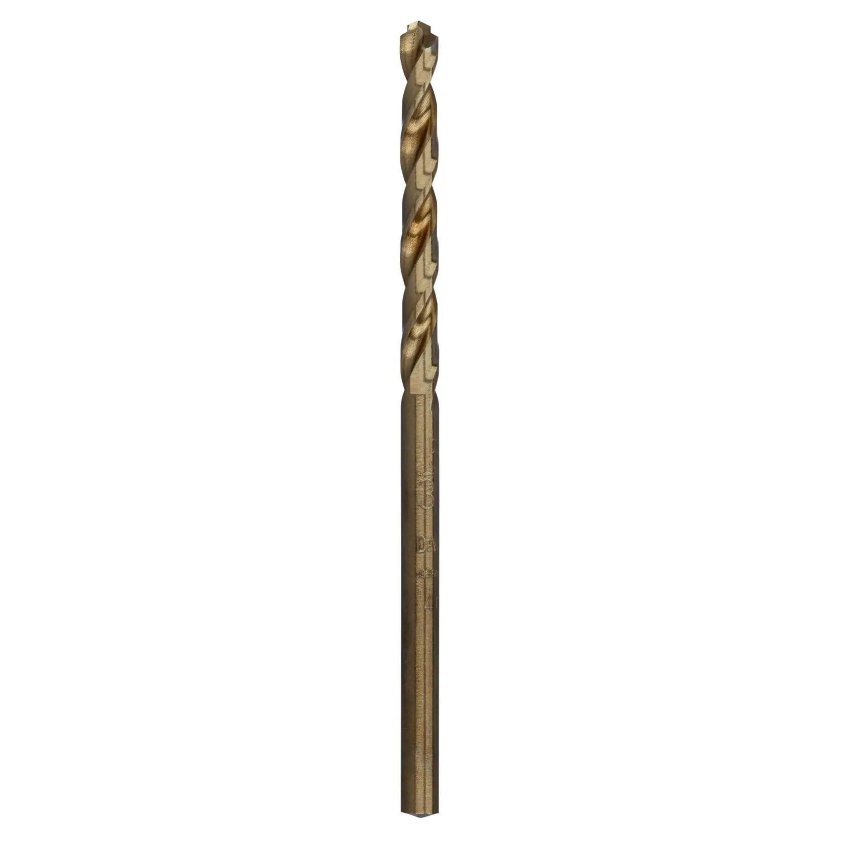 A single DEWALT DT4922 metal drill bit with a gold finish, shown upright on a white background.