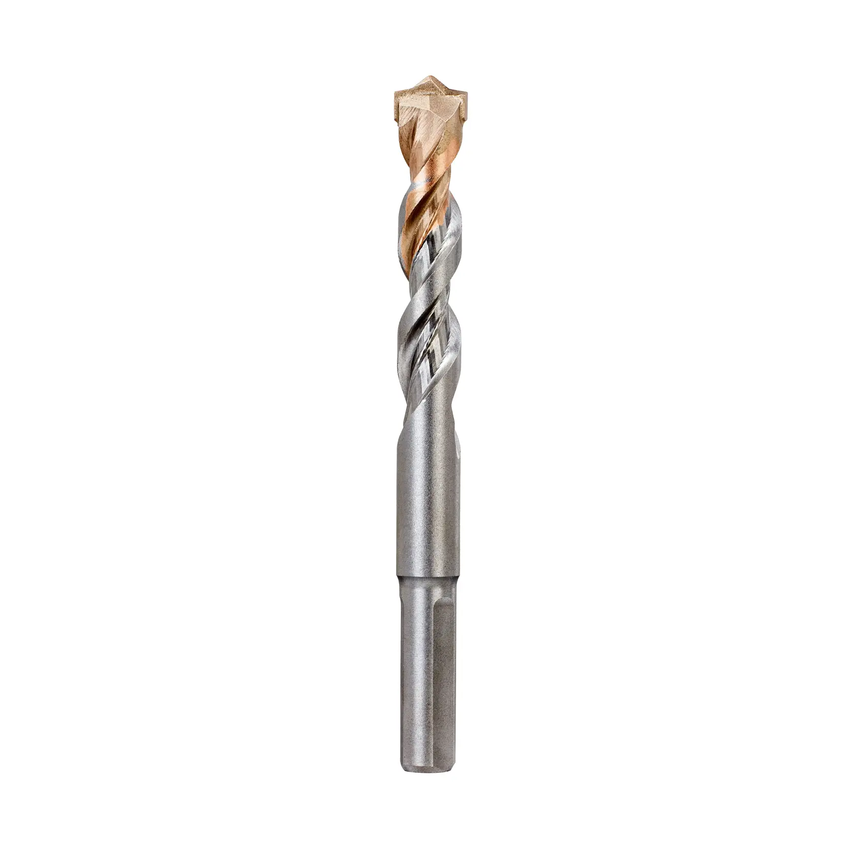 Close-up of a DEWALT DT6690 masonry drill bit with a tungsten carbide tip and spiral flutes on a white background.