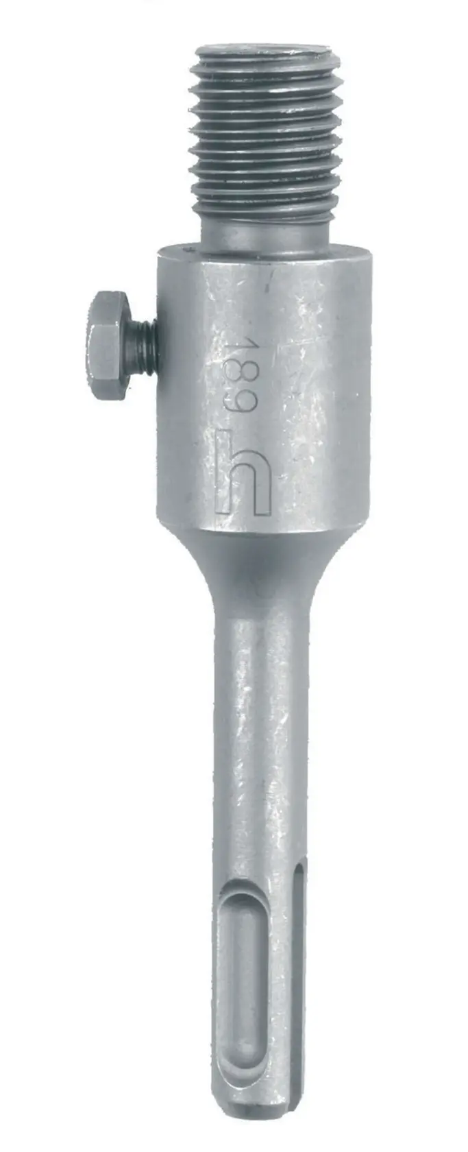 DEWALT DT6750 adapter for drill bits, metal, cylindrical, threaded top, used for attaching core bits.
