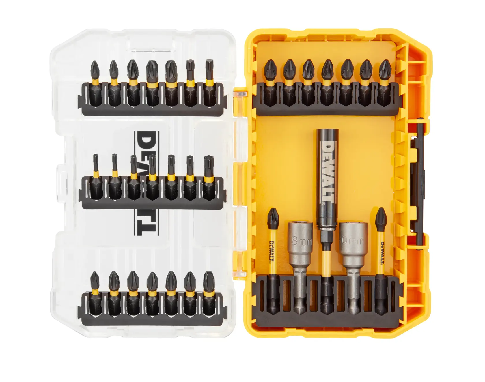 Graphic showing DEWALT XTREME Sub-Compact Series branding with the slogan 'Compact and Performance Packed' on a yellow background.