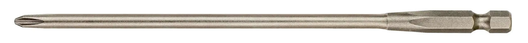 Long DEWALT Phillips screwdriver bit with hex shank, shown isolated on white background.