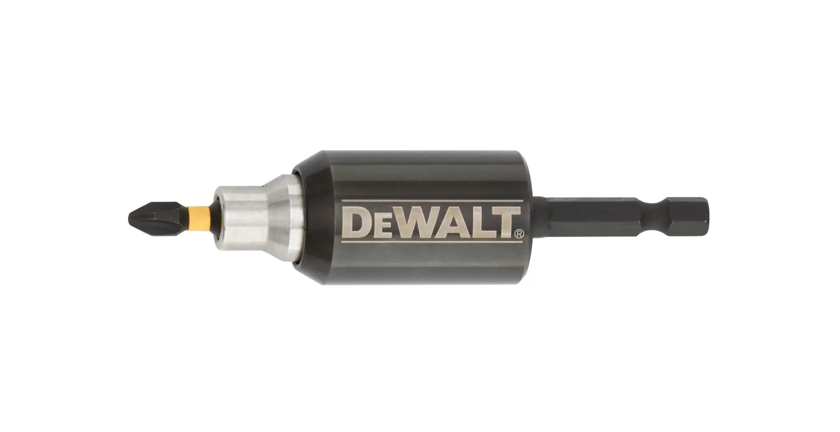 DEWALT DT7513T screwdriver bit holder with a magnetic tip, shown against a white background.