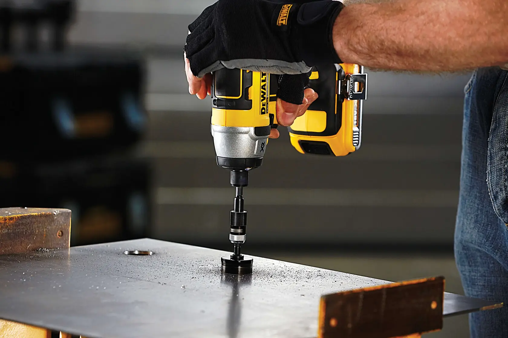 Graphic showing DEWALT XTREME Sub-Compact Series branding with the slogan 'Compact and Performance Packed' on a yellow background.