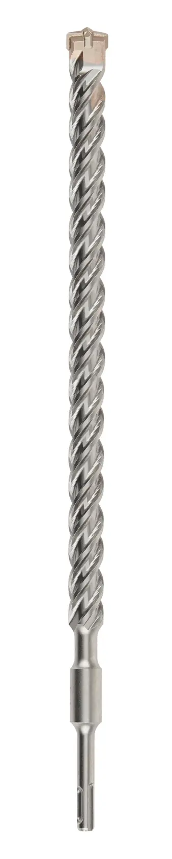 DEWALT DT9687 long spiral metal masonry drill bit for hammer drills, shown vertically on white background.