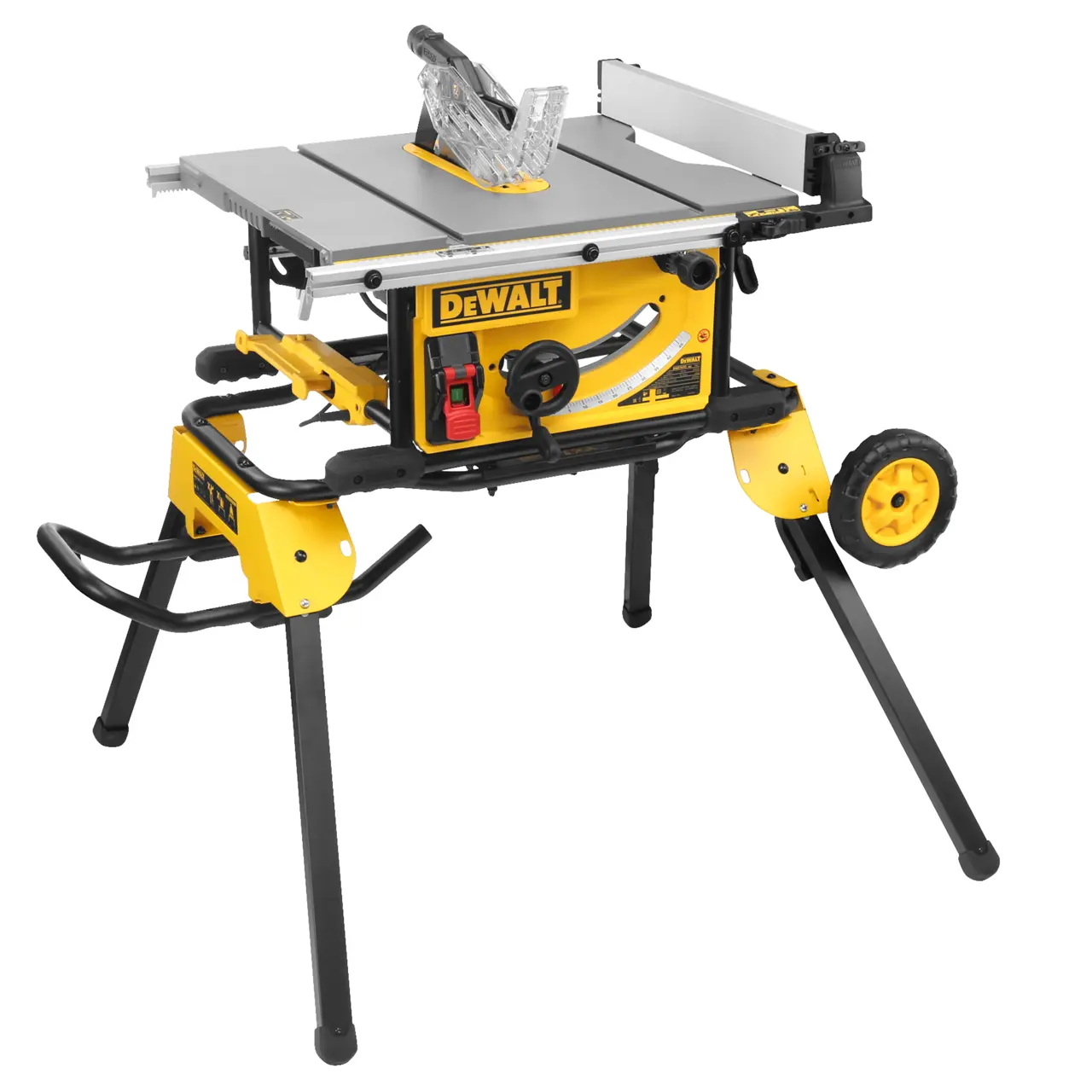 DEWALT 250mm tafelzaag + rollende standaard