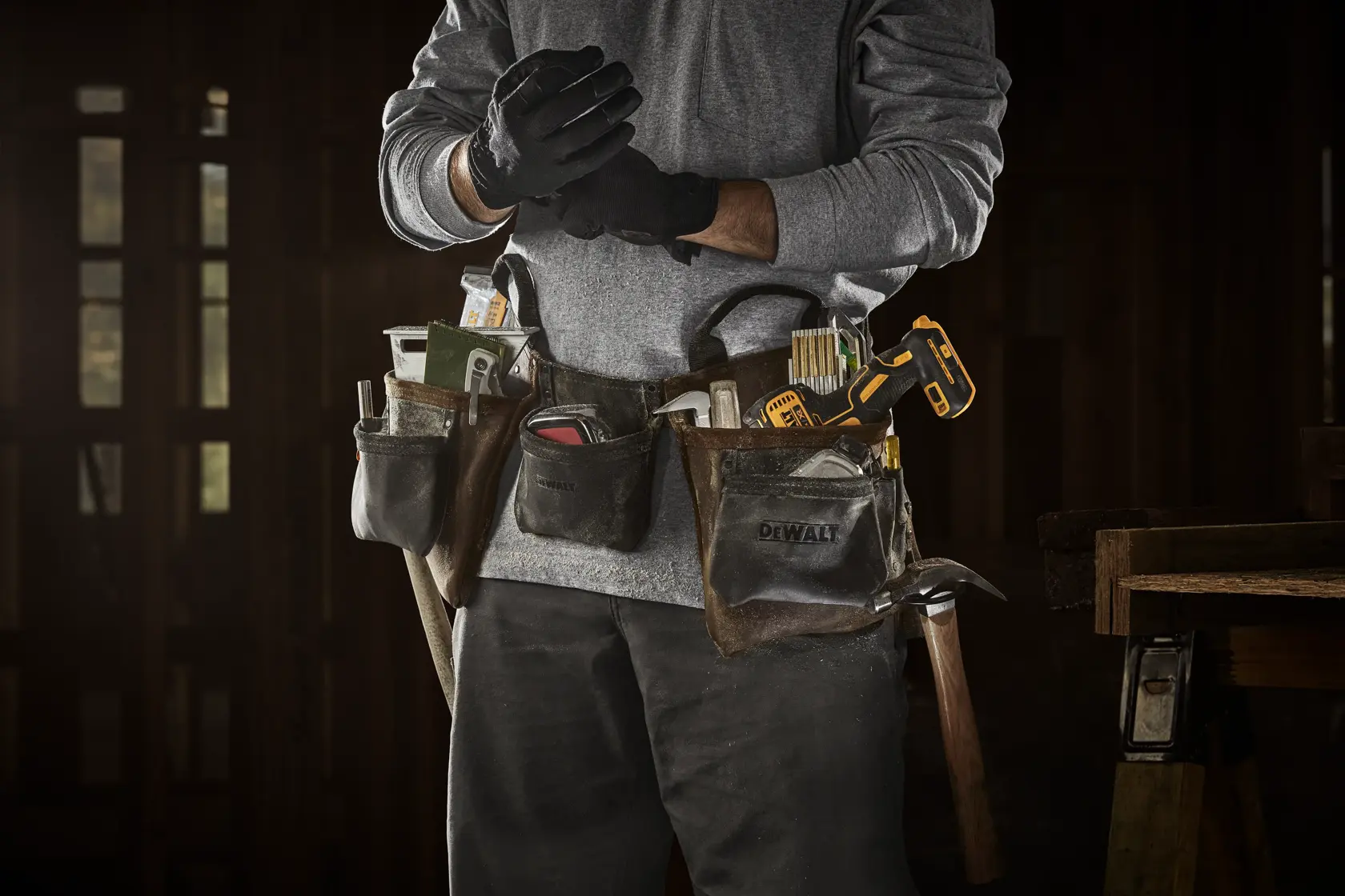 Lederen gereedschapsgordel Apron